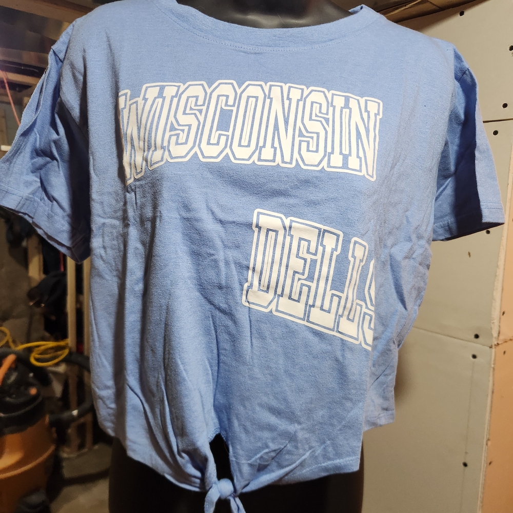 Blue Short Sleeve Tie-Front Tee